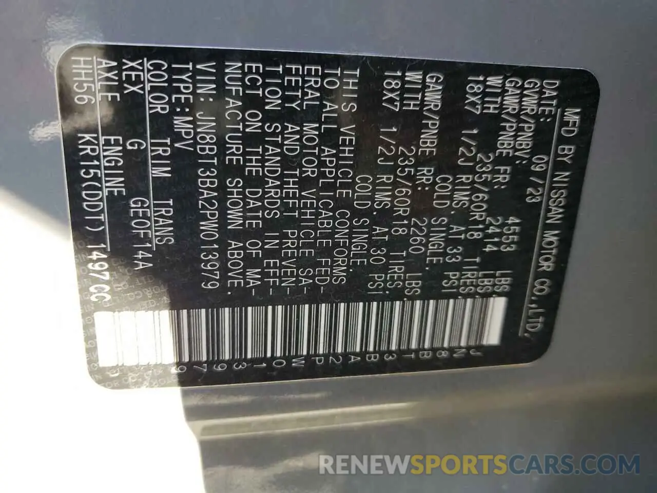 13 Photograph of a damaged car JN8BT3BA2PW013979 NISSAN ROGUE 2023