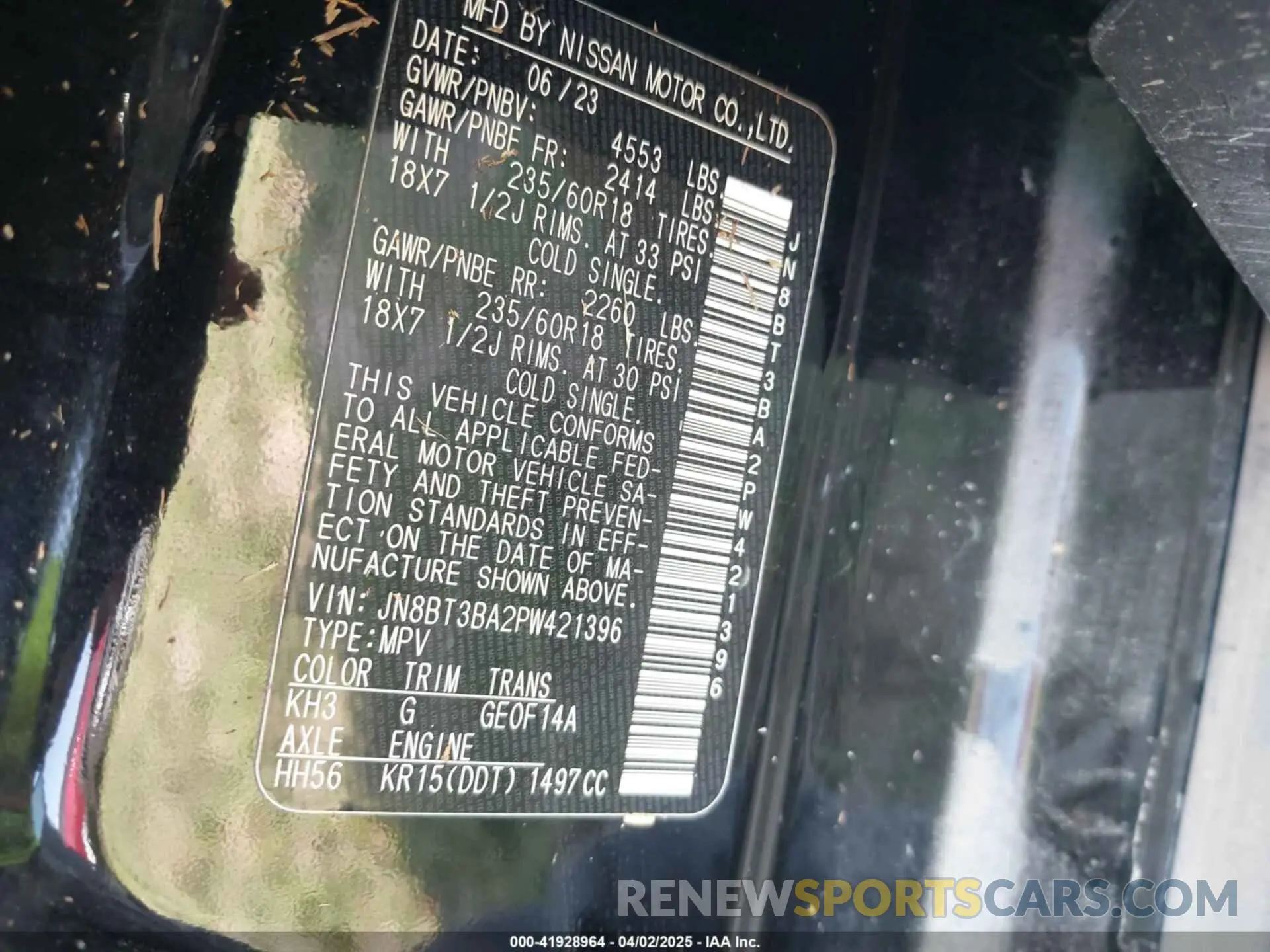 9 Photograph of a damaged car JN8BT3BA2PW421396 NISSAN ROGUE 2023