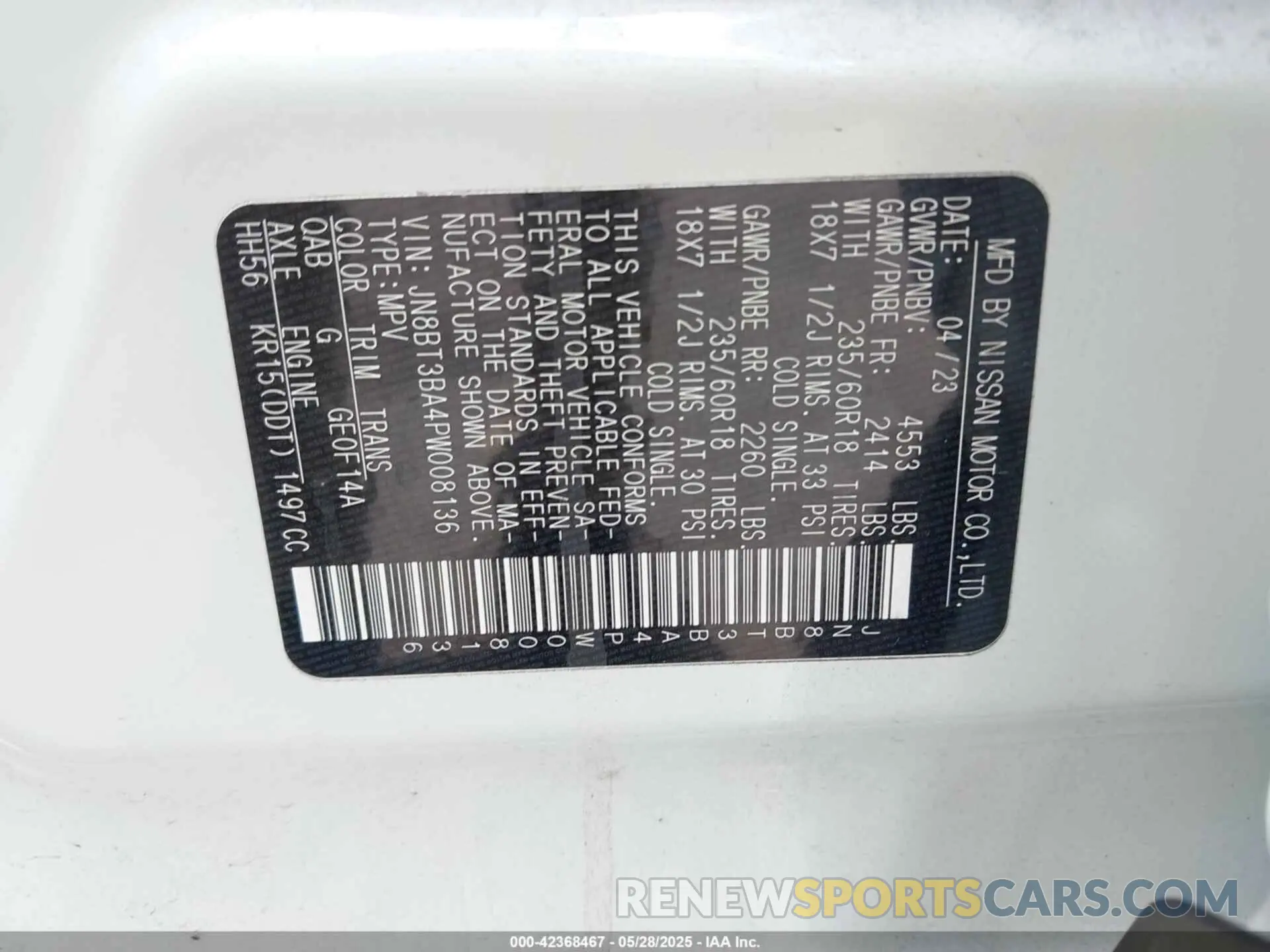 9 Photograph of a damaged car JN8BT3BA4PW008136 NISSAN ROGUE 2023