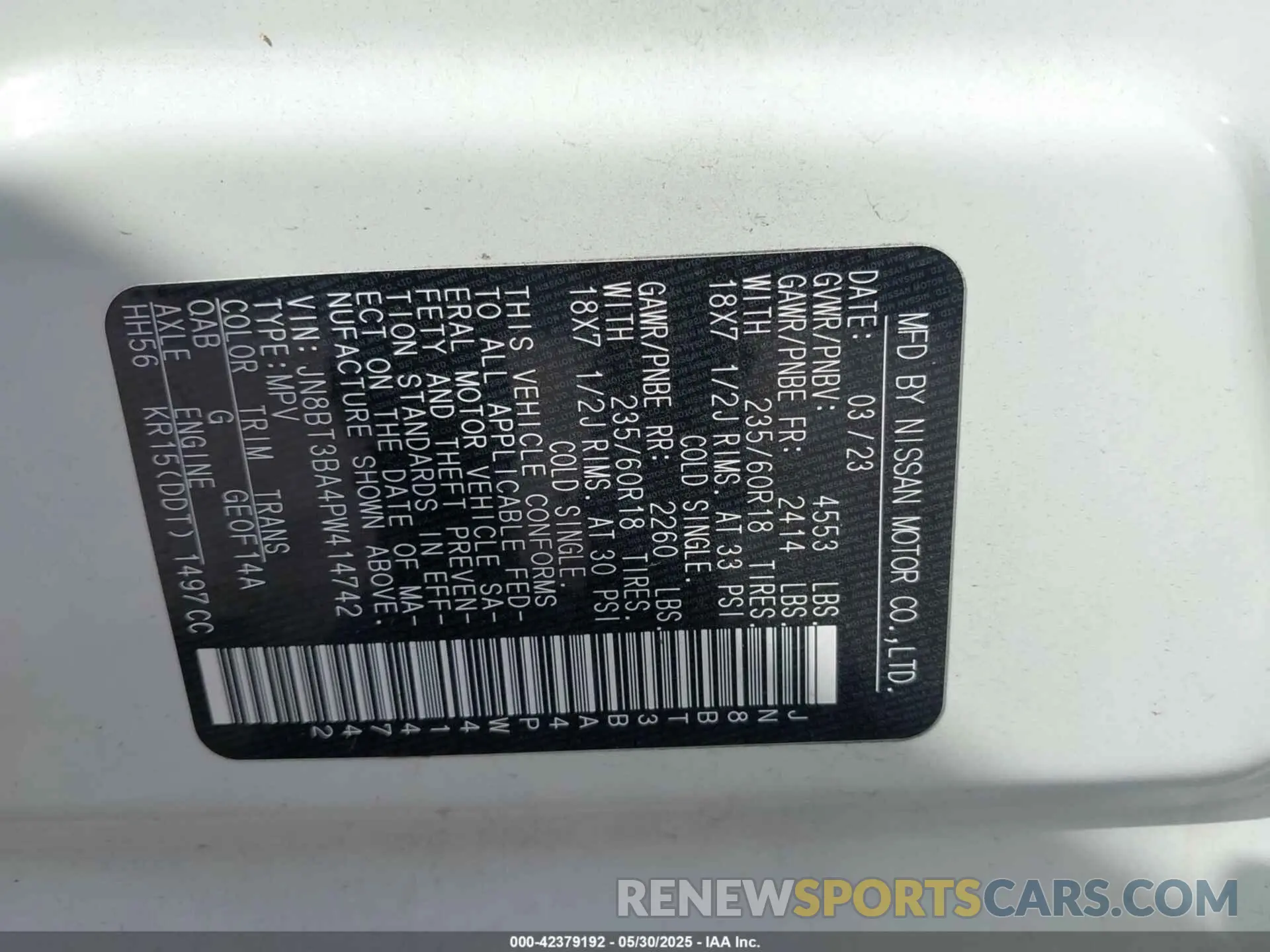 9 Photograph of a damaged car JN8BT3BA4PW414742 NISSAN ROGUE 2023
