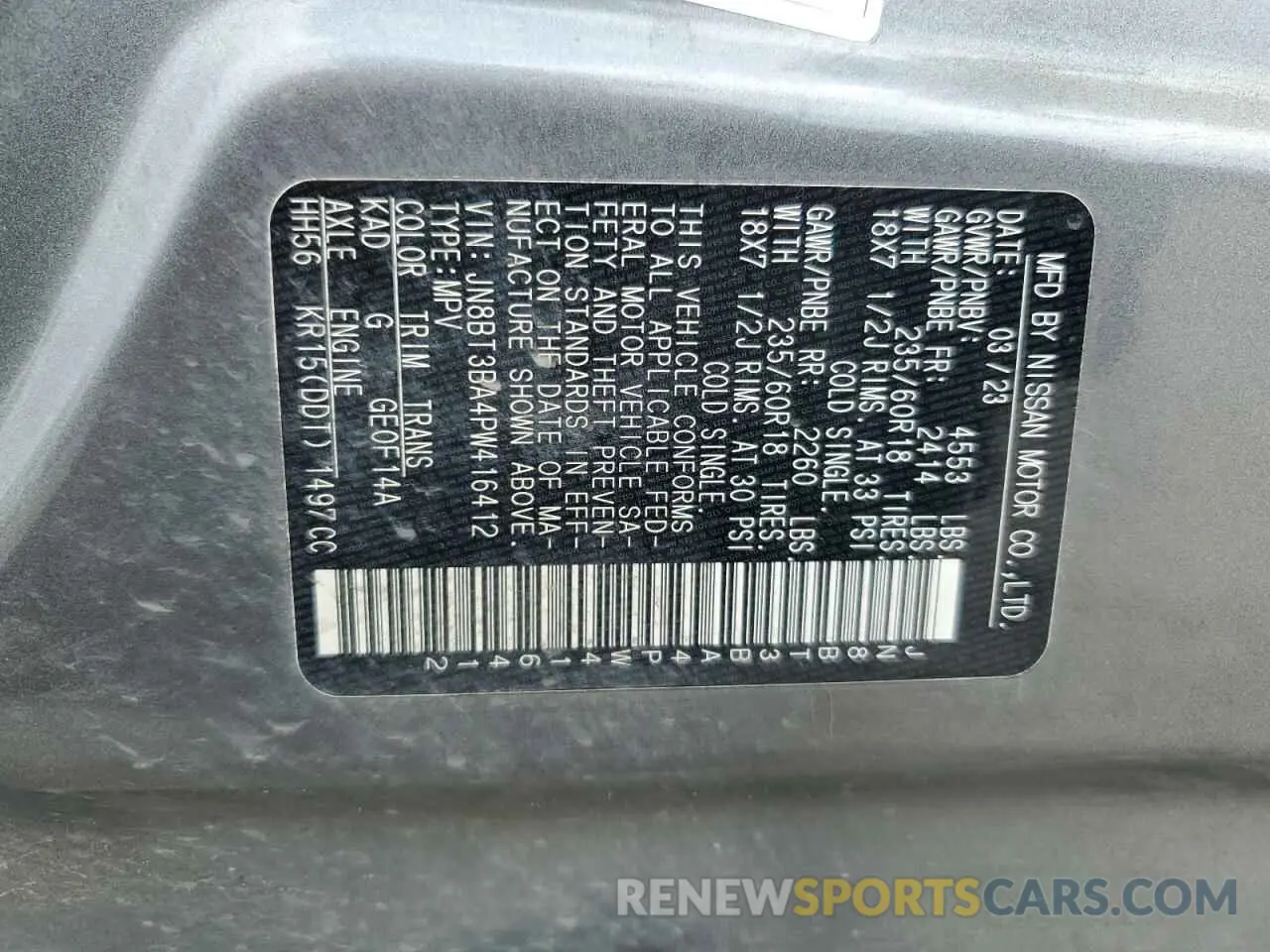 14 Photograph of a damaged car JN8BT3BA4PW416412 NISSAN ROGUE 2023