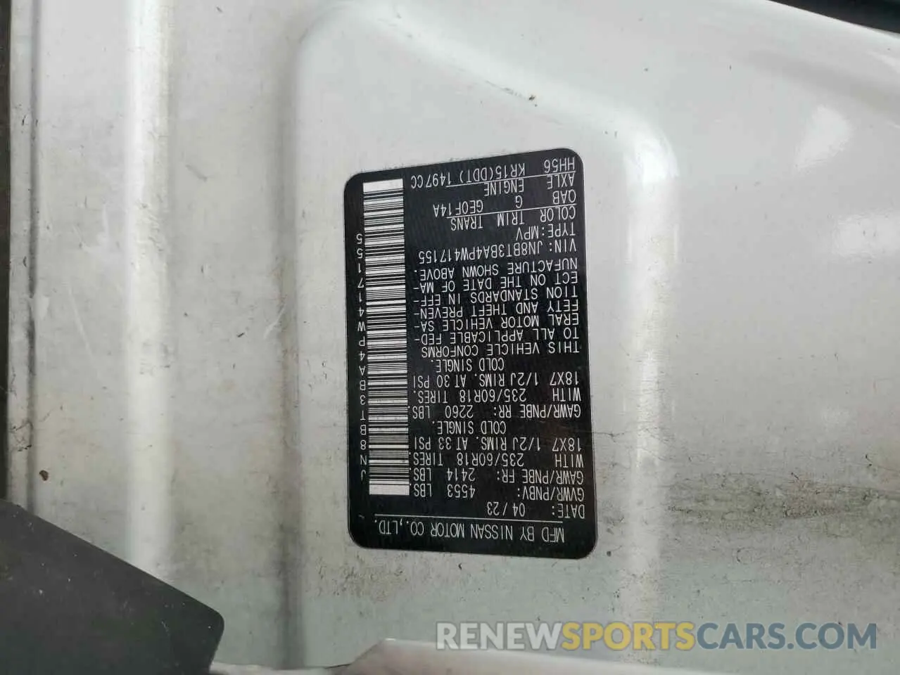 13 Photograph of a damaged car JN8BT3BA4PW417155 NISSAN ROGUE 2023