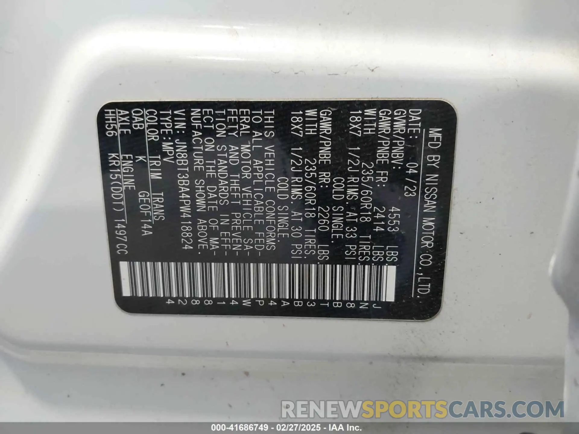 9 Photograph of a damaged car JN8BT3BA4PW418824 NISSAN ROGUE 2023