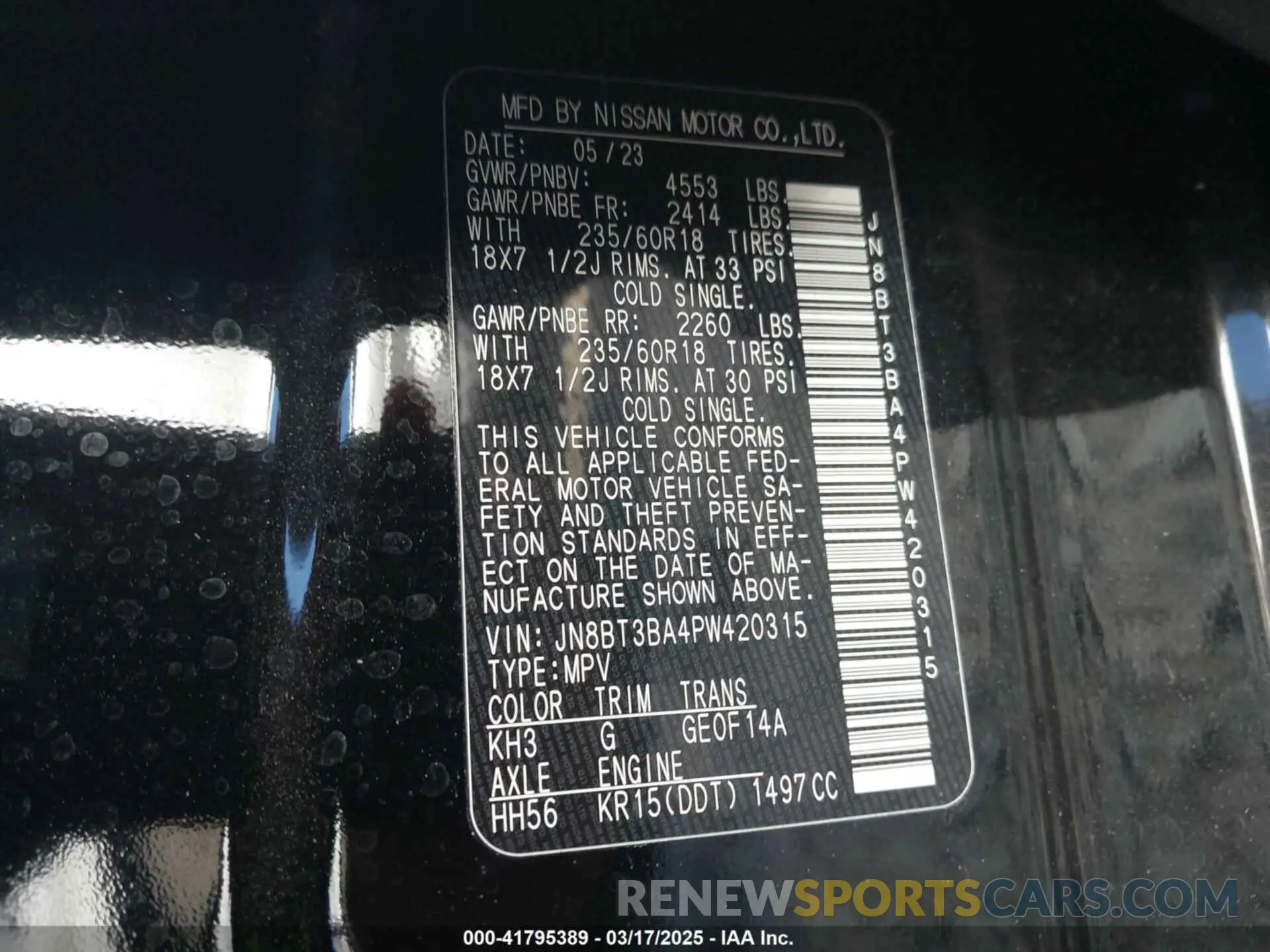 9 Photograph of a damaged car JN8BT3BA4PW420315 NISSAN ROGUE 2023