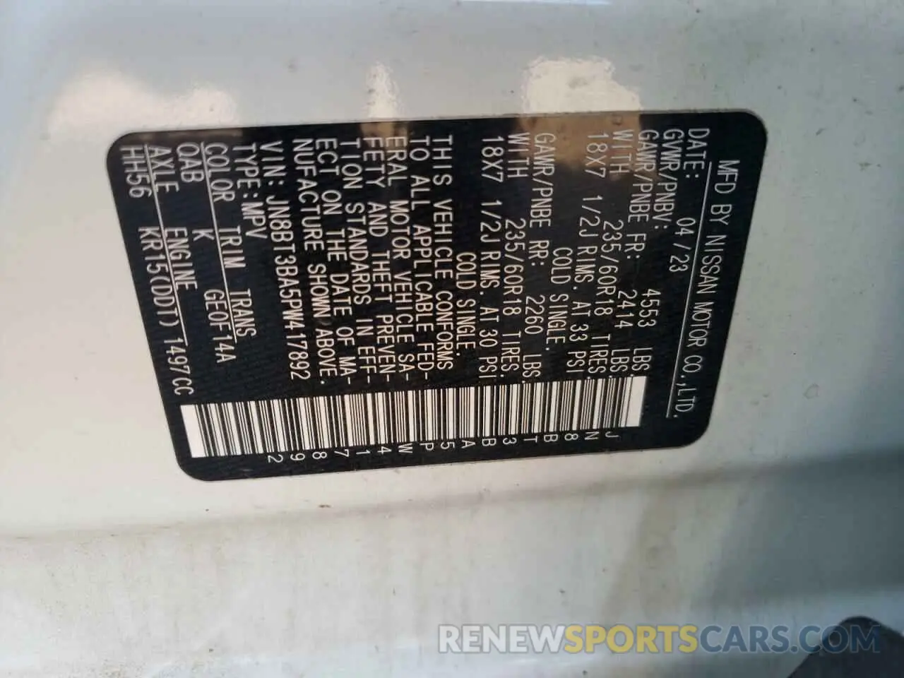 13 Photograph of a damaged car JN8BT3BA5PW417892 NISSAN ROGUE 2023