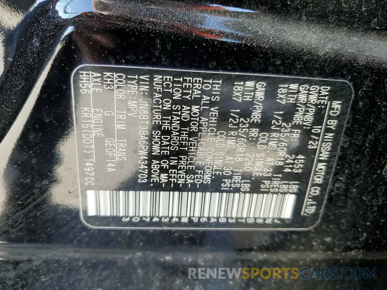 14 Photograph of a damaged car JN8BT3BA6PW434703 NISSAN ROGUE 2023