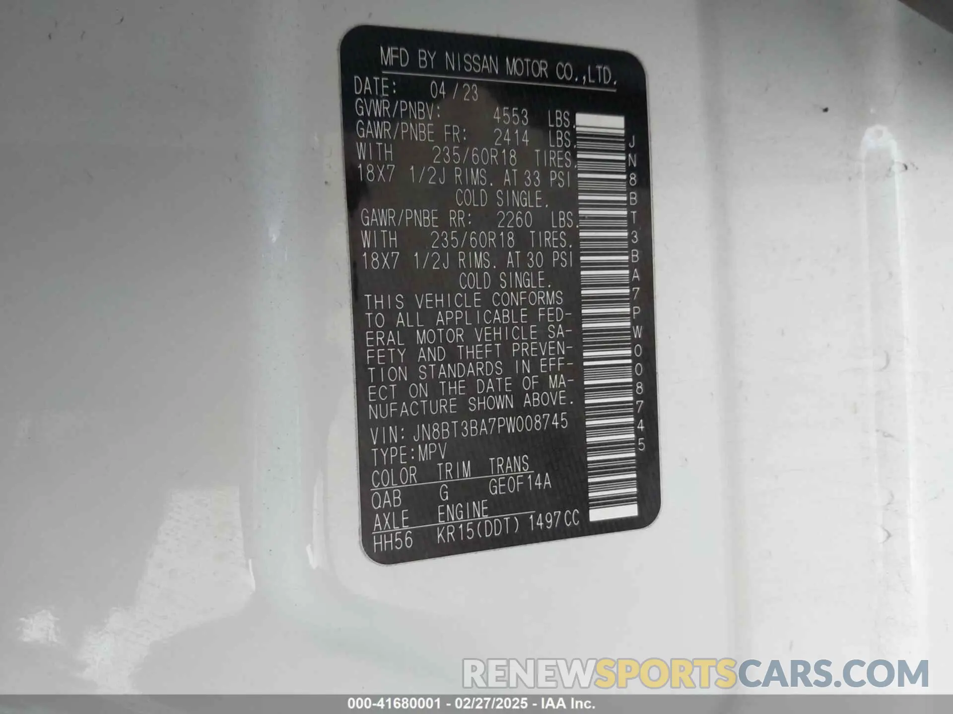 9 Photograph of a damaged car JN8BT3BA7PW008745 NISSAN ROGUE 2023