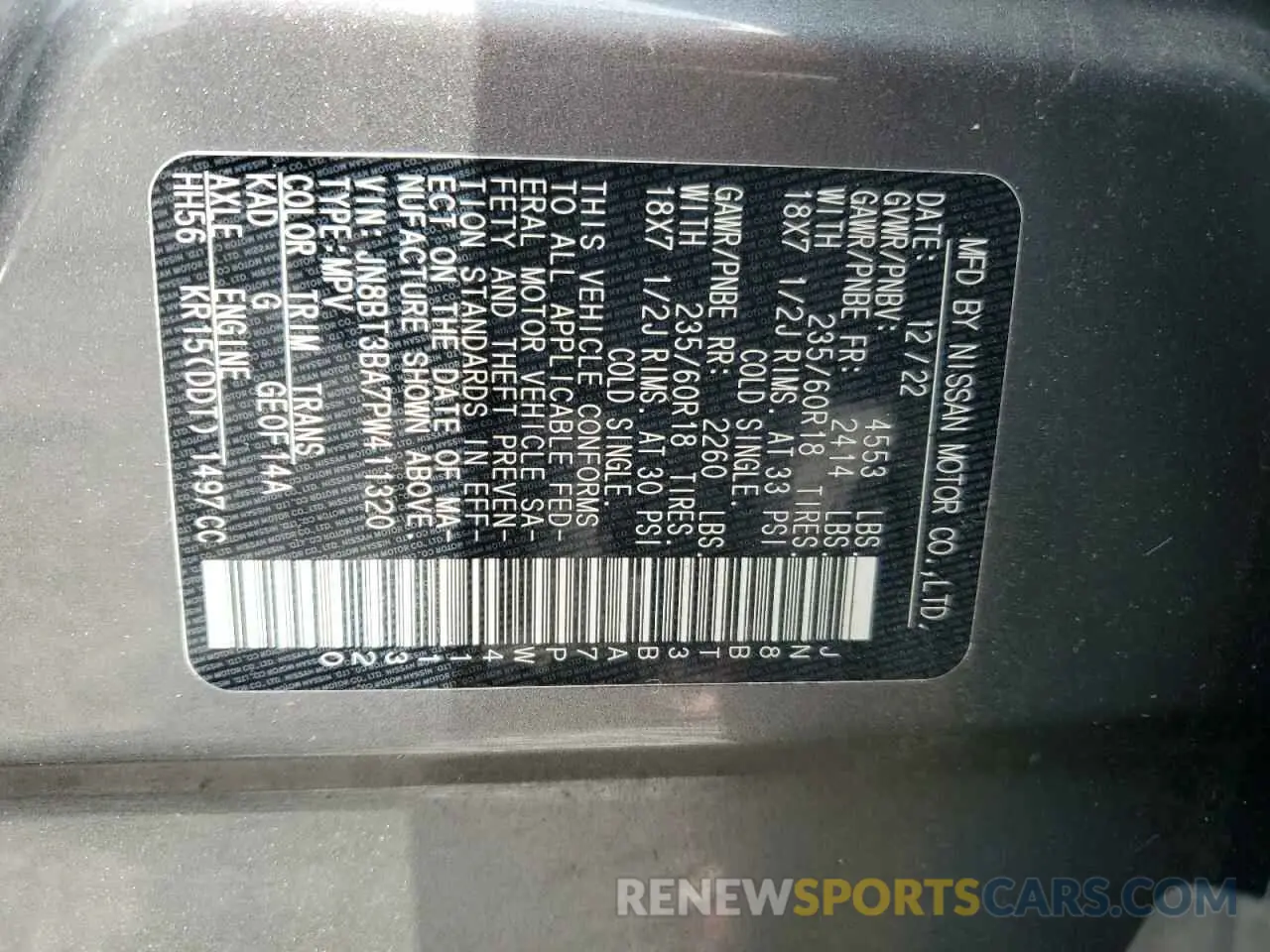 13 Photograph of a damaged car JN8BT3BA7PW411320 NISSAN ROGUE 2023
