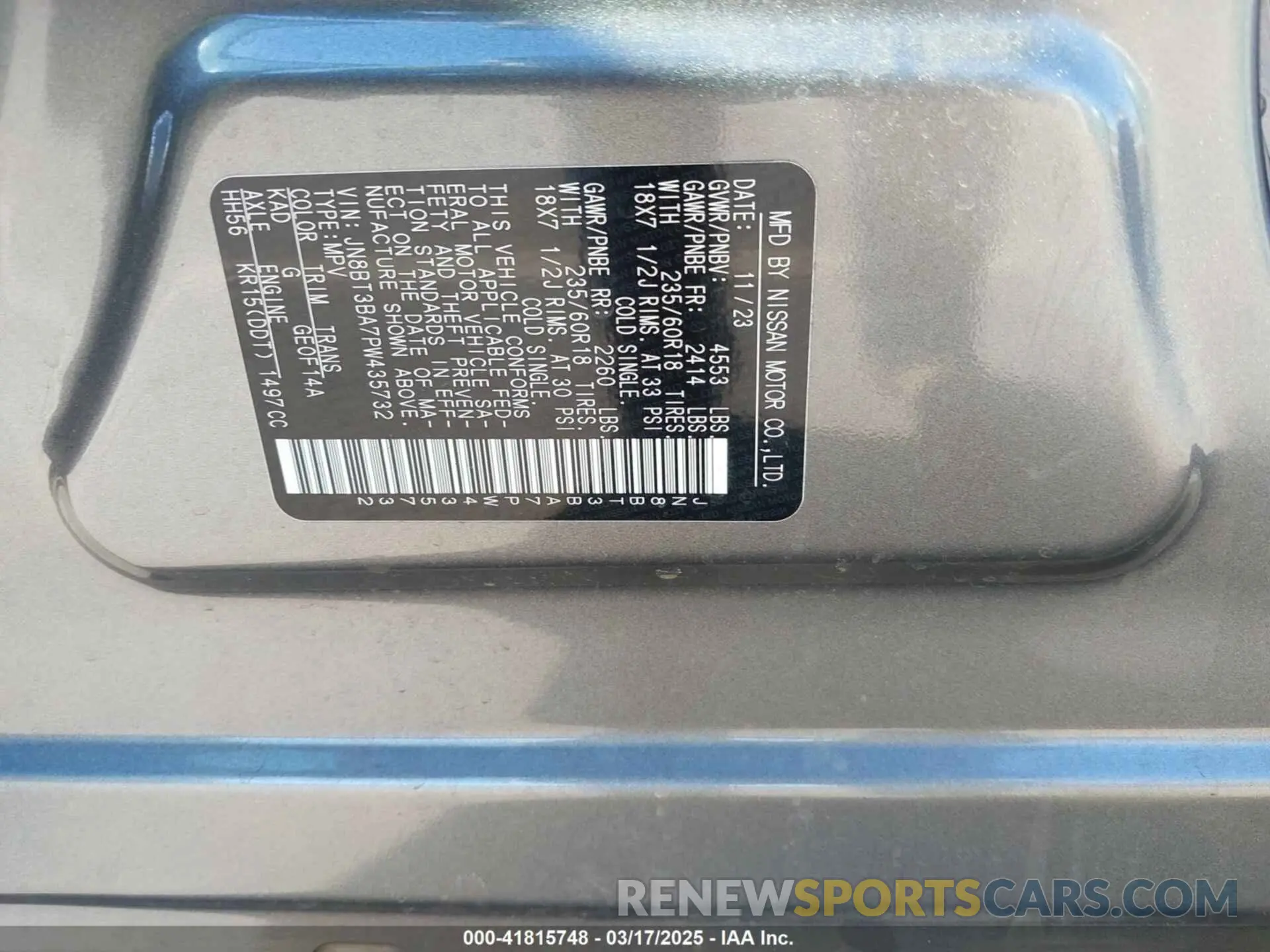 9 Photograph of a damaged car JN8BT3BA7PW435732 NISSAN ROGUE 2023