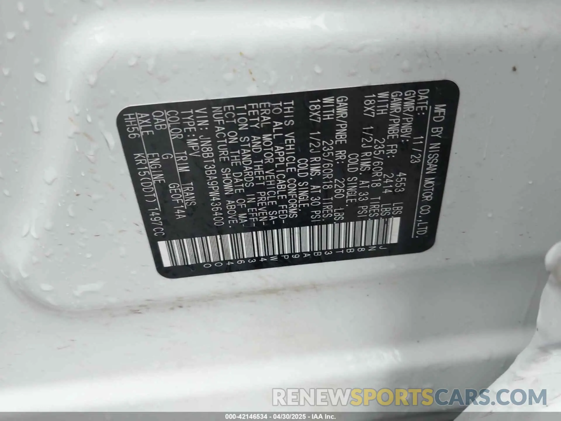 9 Photograph of a damaged car JN8BT3BA9PW436400 NISSAN ROGUE 2023