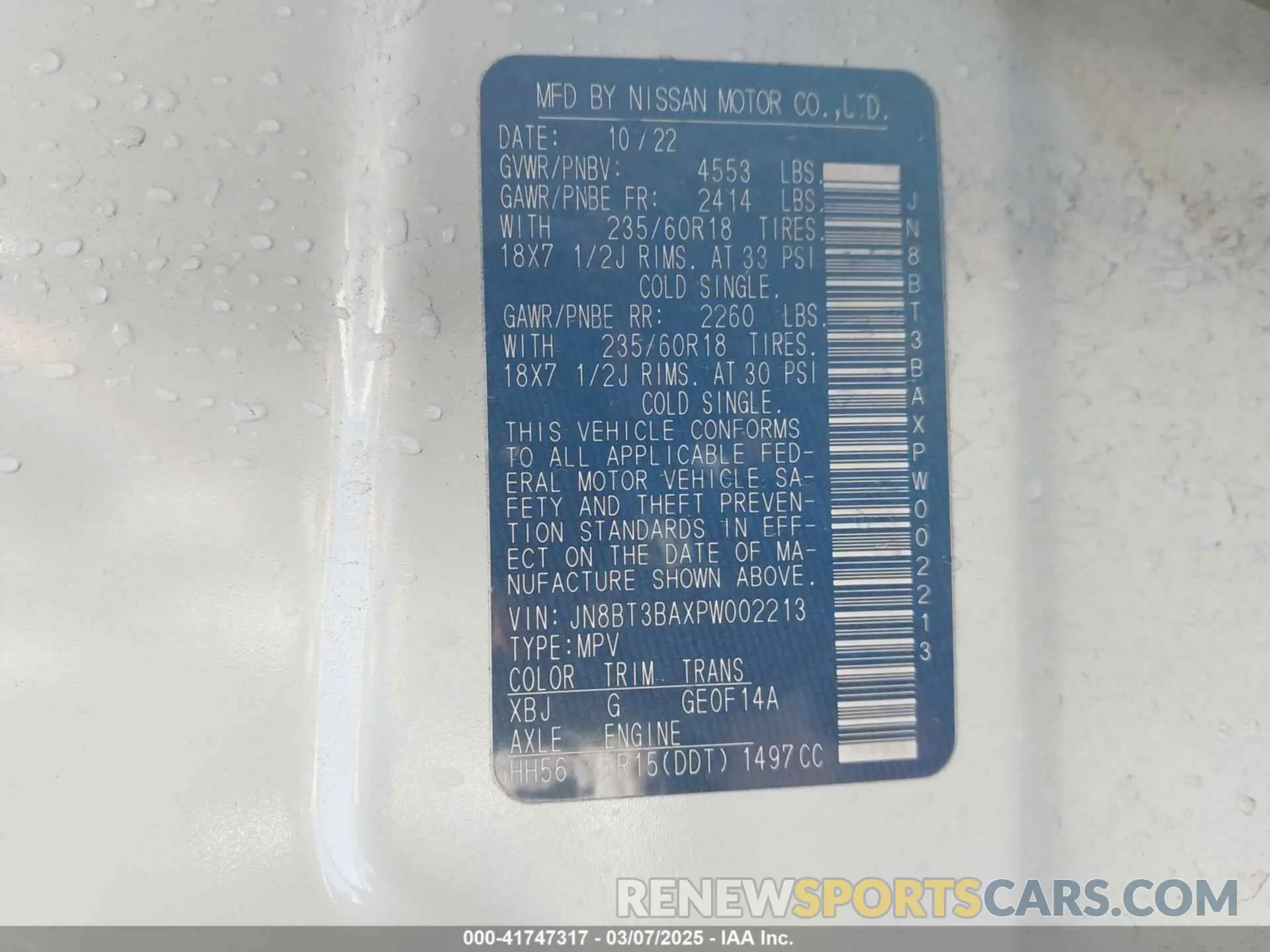 9 Photograph of a damaged car JN8BT3BAXPW002213 NISSAN ROGUE 2023