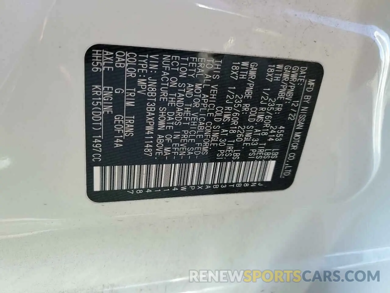 14 Photograph of a damaged car JN8BT3BAXPW411487 NISSAN ROGUE 2023