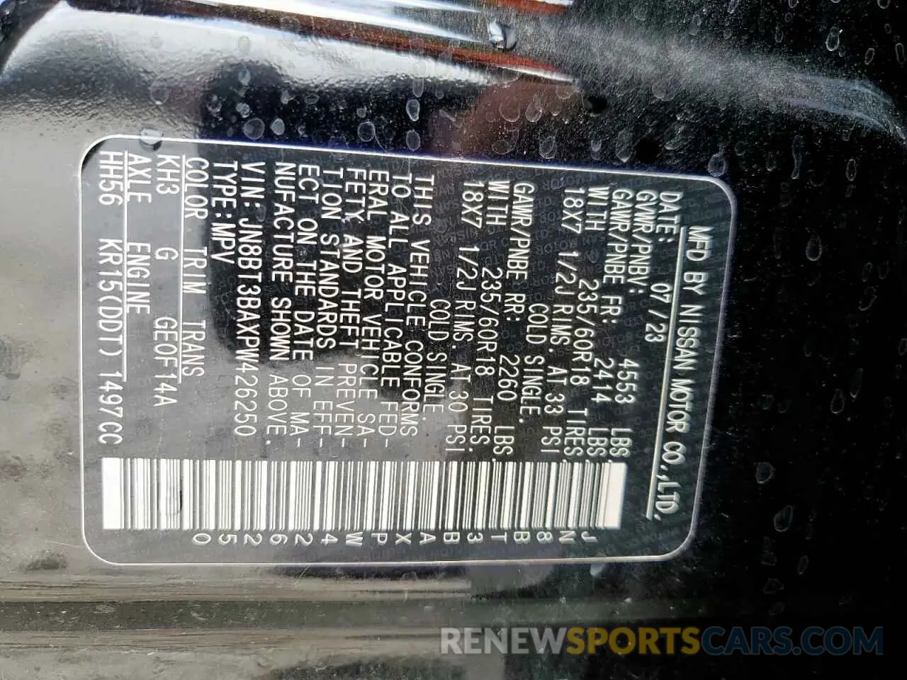 14 Photograph of a damaged car JN8BT3BAXPW426250 NISSAN ROGUE 2023