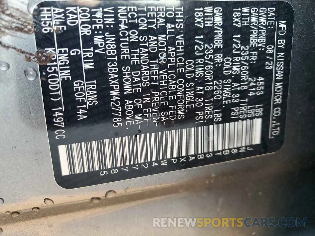 14 Photograph of a damaged car JN8BT3BAXPW427785 NISSAN ROGUE 2023
