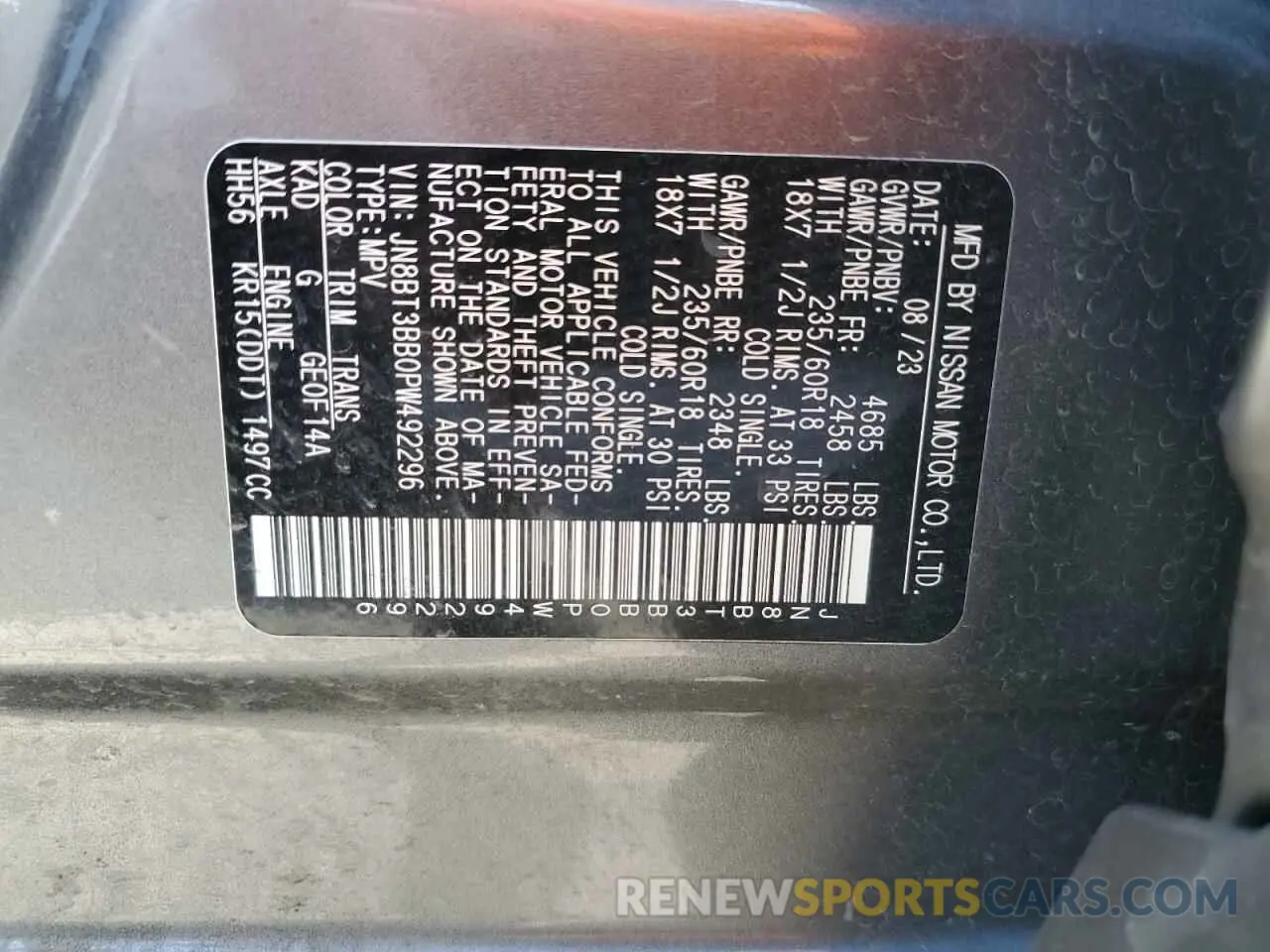 13 Photograph of a damaged car JN8BT3BB0PW492296 NISSAN ROGUE 2023