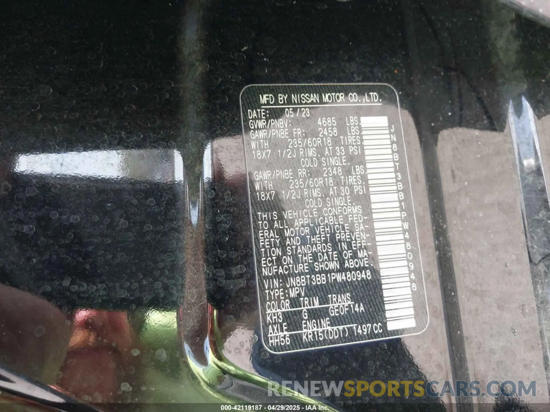 9 Photograph of a damaged car JN8BT3BB1PW480948 NISSAN ROGUE 2023