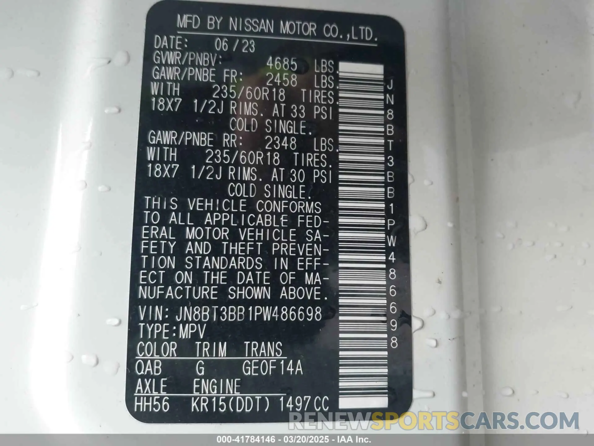 9 Photograph of a damaged car JN8BT3BB1PW486698 NISSAN ROGUE 2023