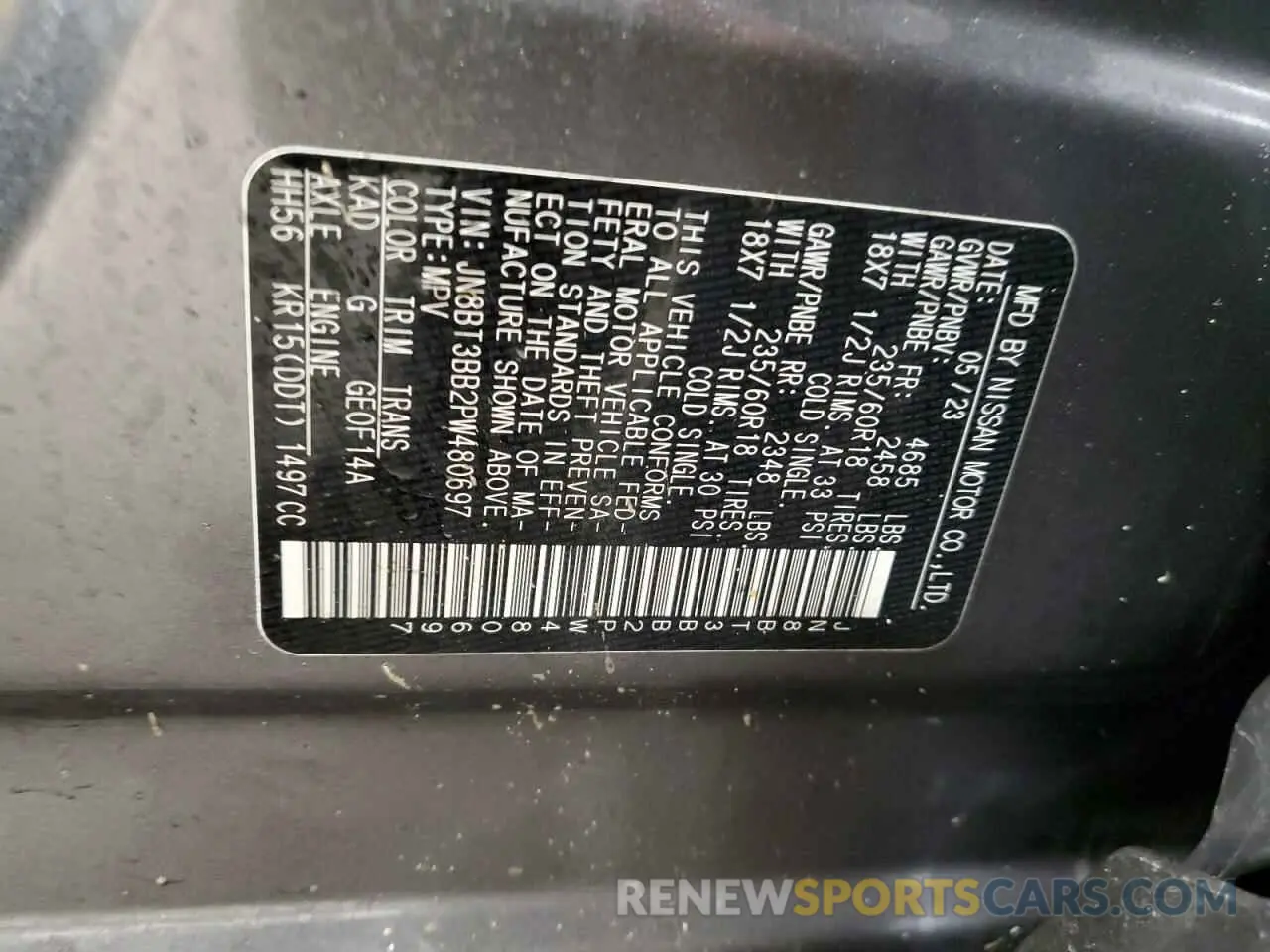 12 Photograph of a damaged car JN8BT3BB2PW480697 NISSAN ROGUE 2023