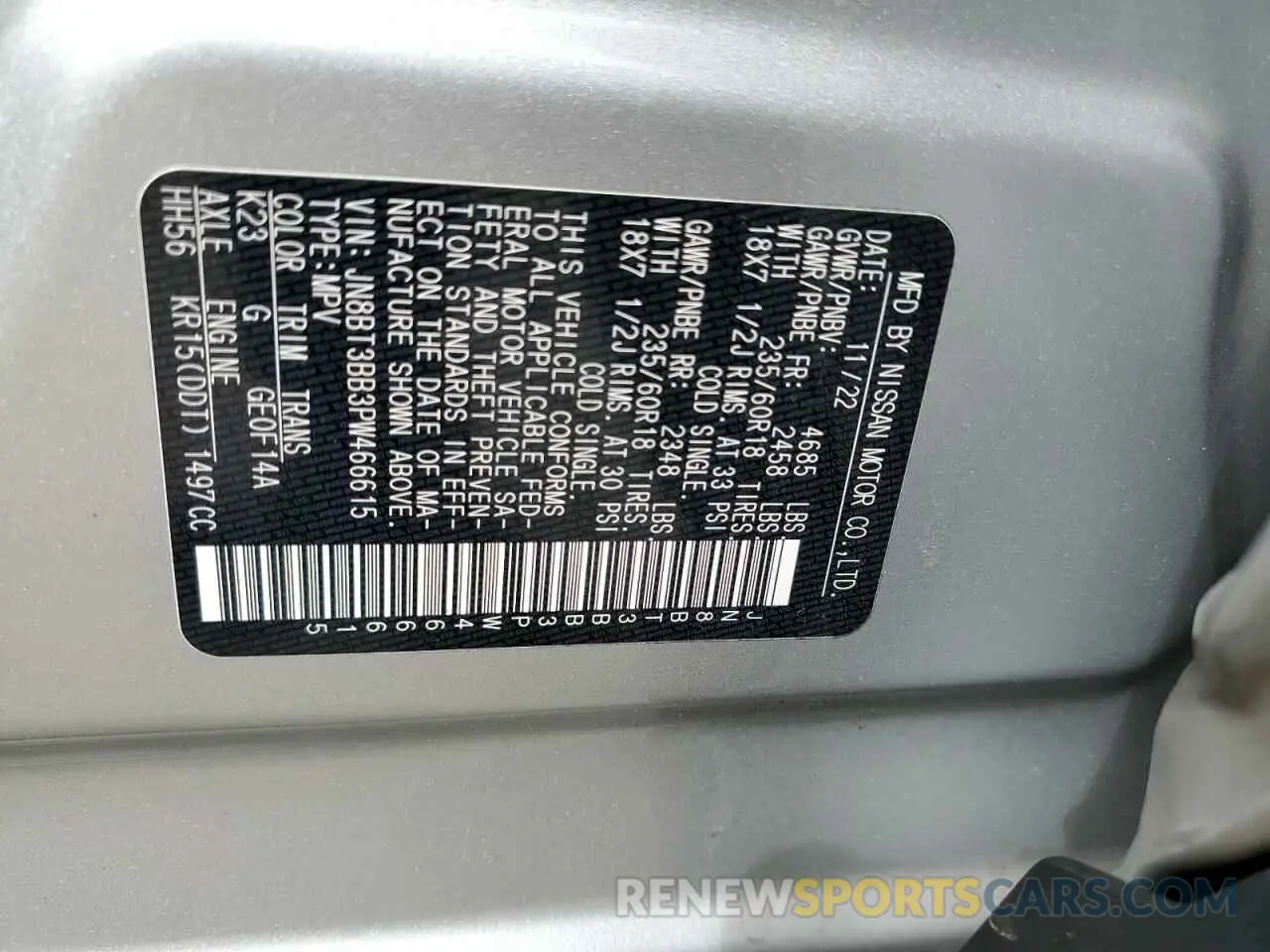 14 Photograph of a damaged car JN8BT3BB3PW466615 NISSAN ROGUE 2023