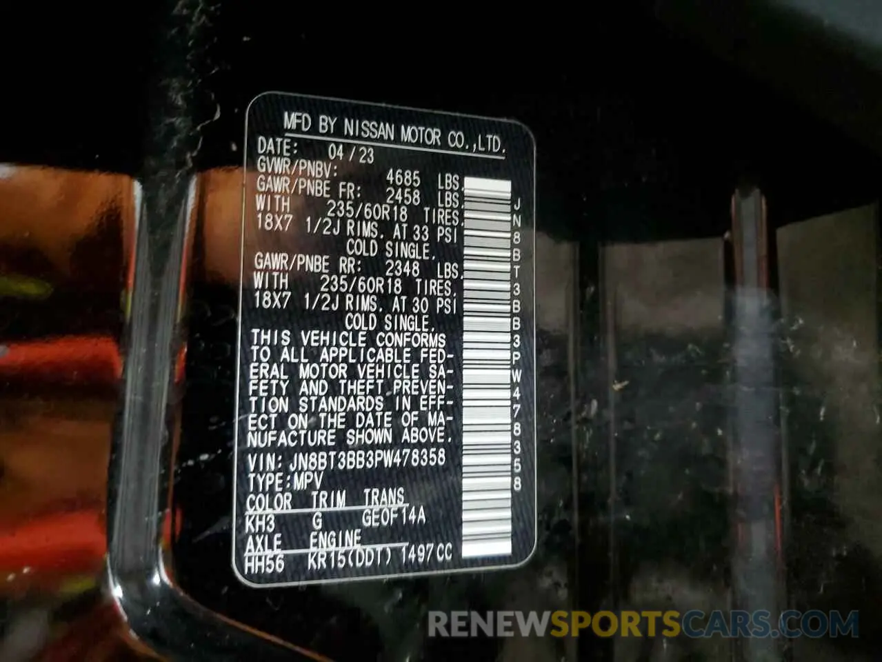 13 Photograph of a damaged car JN8BT3BB3PW478358 NISSAN ROGUE 2023
