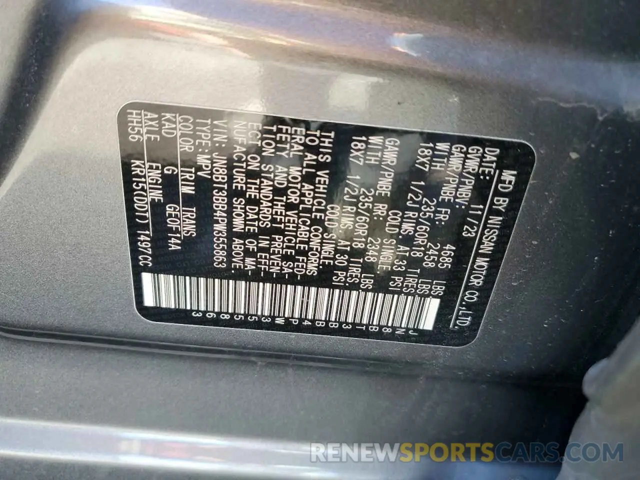 13 Photograph of a damaged car JN8BT3BB4PW355863 NISSAN ROGUE 2023