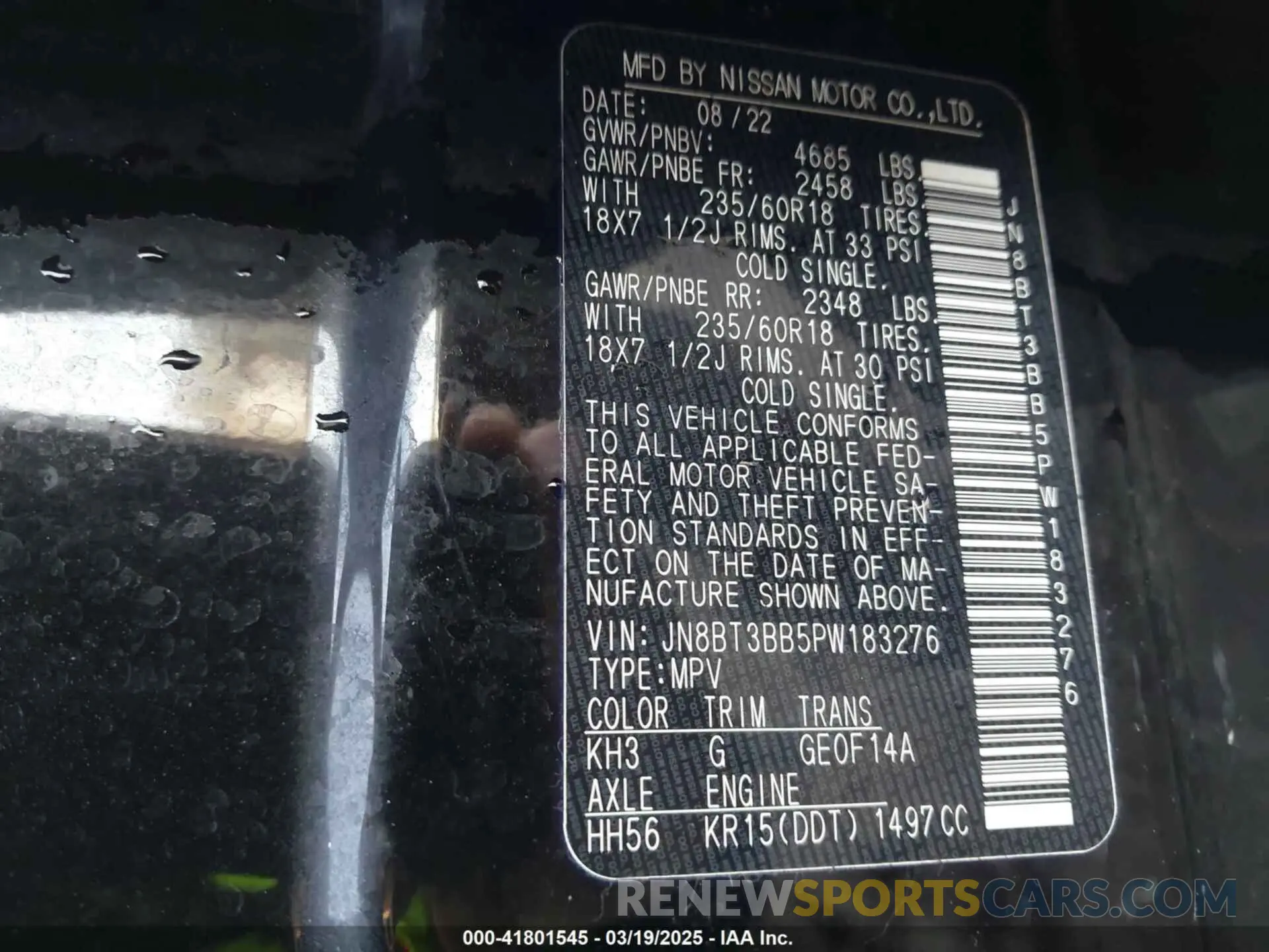 9 Photograph of a damaged car JN8BT3BB5PW183276 NISSAN ROGUE 2023