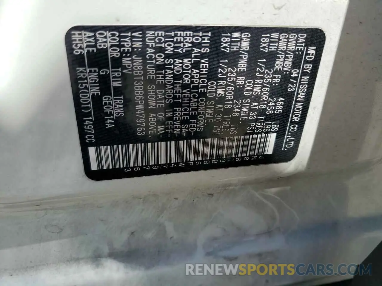 13 Photograph of a damaged car JN8BT3BB6PW479763 NISSAN ROGUE 2023