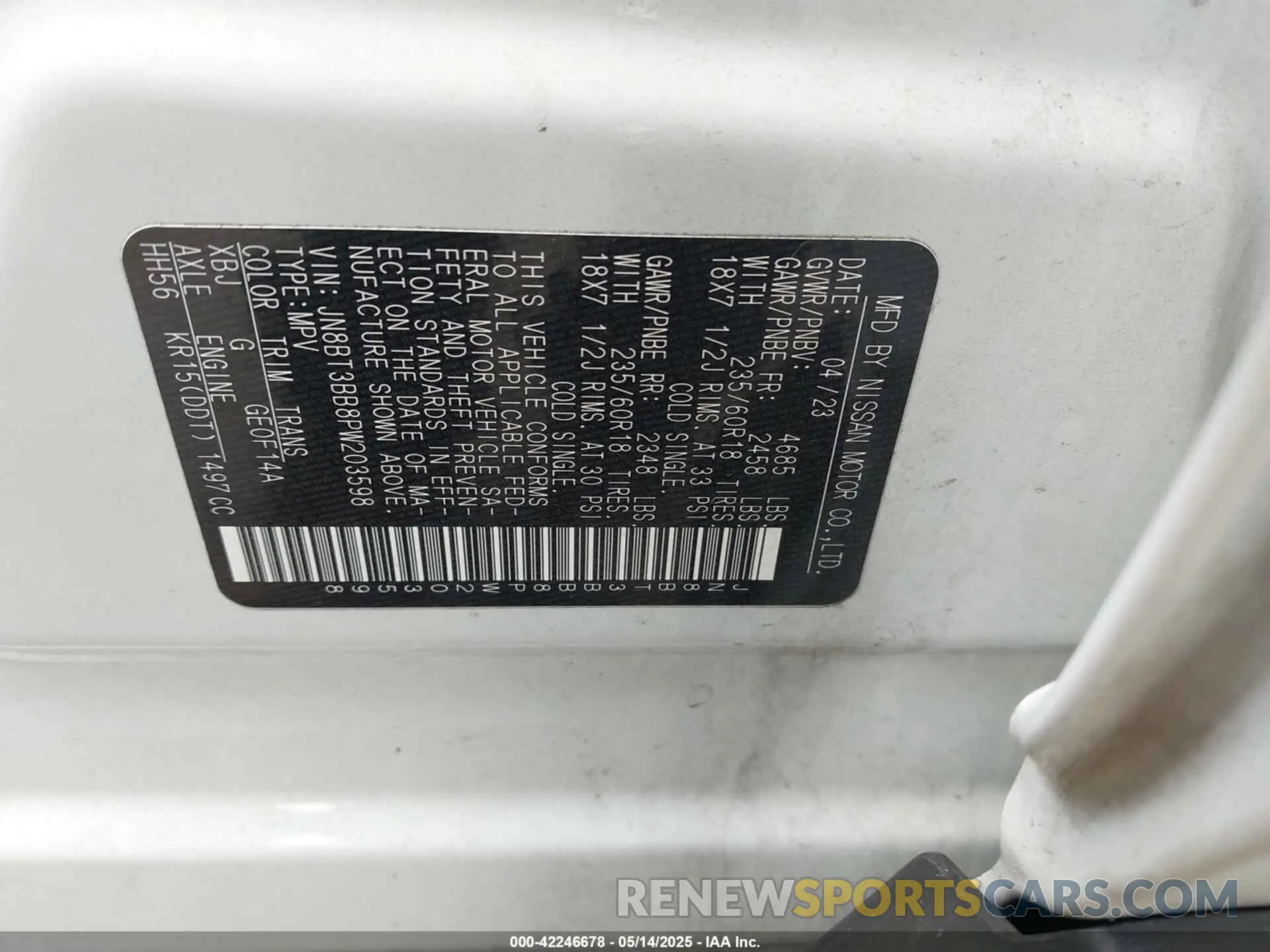 9 Photograph of a damaged car JN8BT3BB8PW203598 NISSAN ROGUE 2023