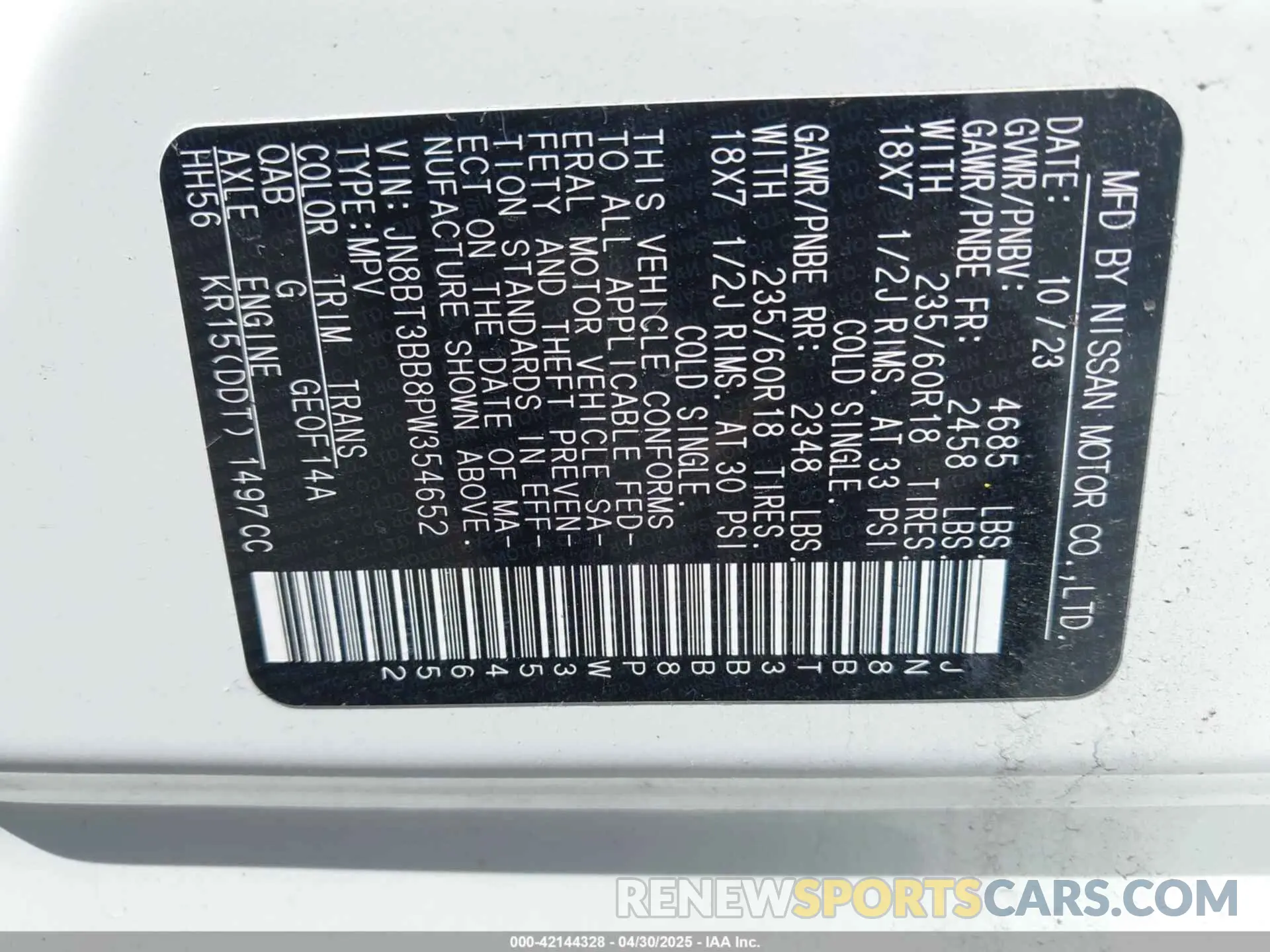 9 Photograph of a damaged car JN8BT3BB8PW354652 NISSAN ROGUE 2023