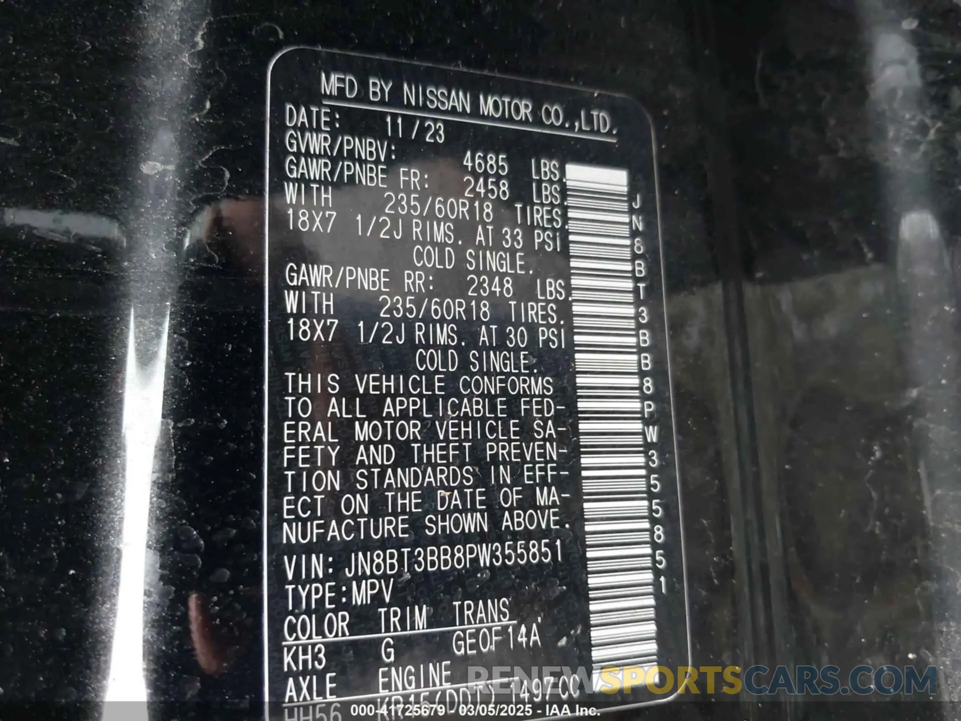 9 Photograph of a damaged car JN8BT3BB8PW355851 NISSAN ROGUE 2023