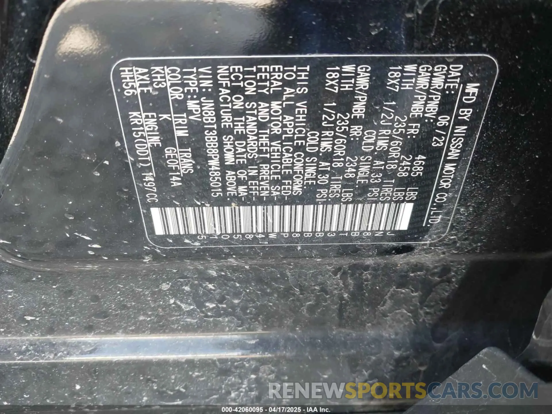 9 Photograph of a damaged car JN8BT3BB8PW485015 NISSAN ROGUE 2023