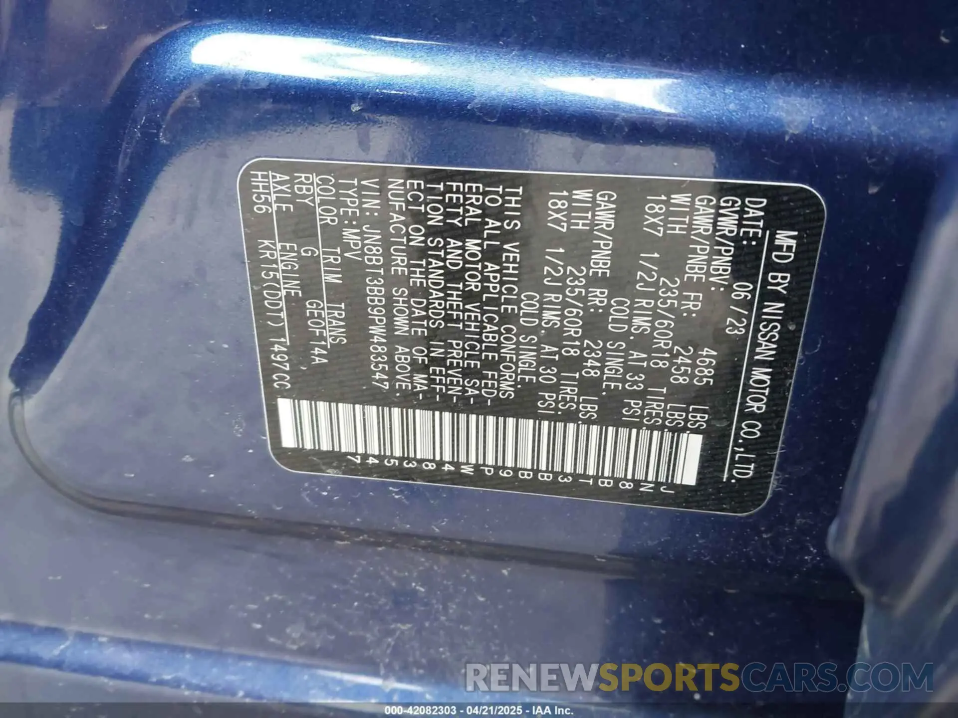 9 Photograph of a damaged car JN8BT3BB9PW483547 NISSAN ROGUE 2023