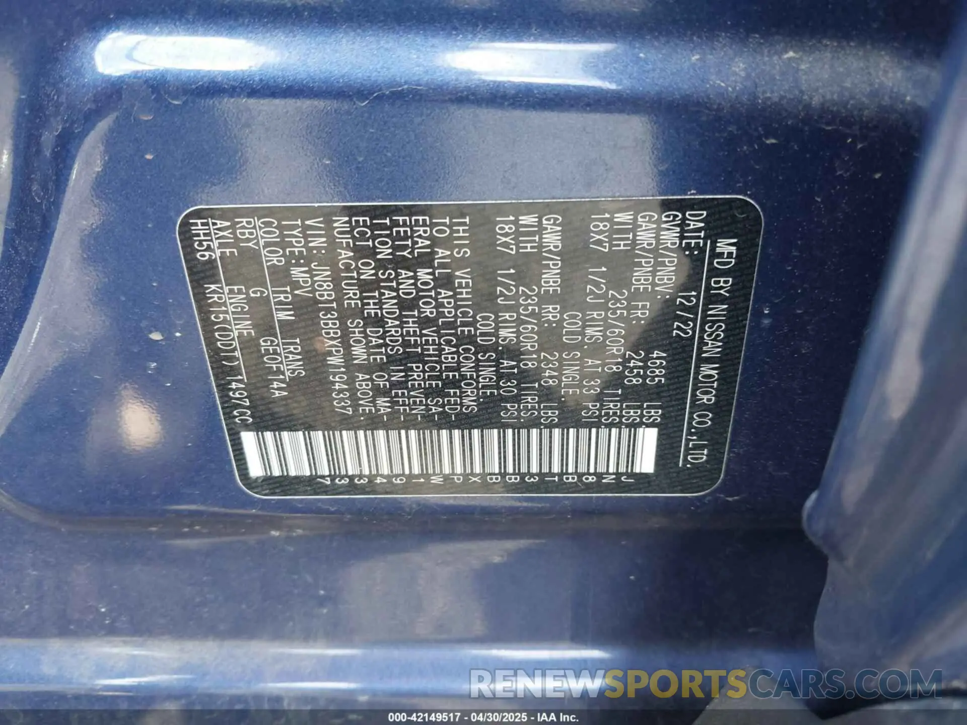 9 Photograph of a damaged car JN8BT3BBXPW194337 NISSAN ROGUE 2023
