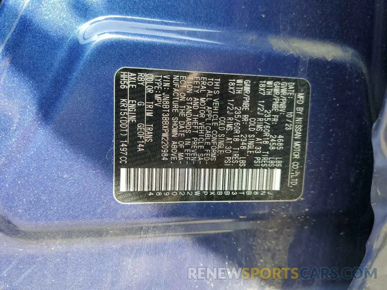 14 Photograph of a damaged car JN8BT3BBXPW220984 NISSAN ROGUE 2023