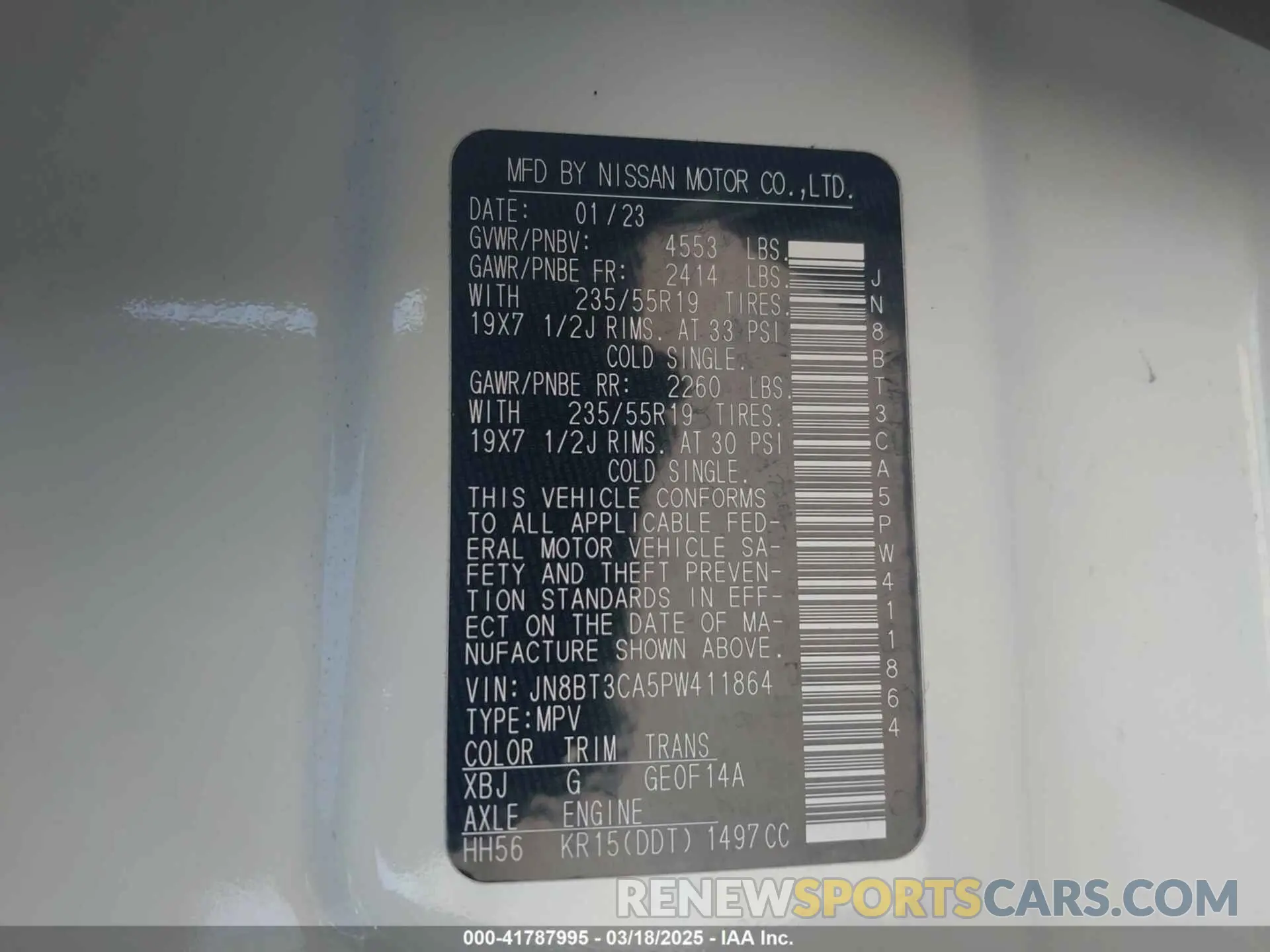 9 Photograph of a damaged car JN8BT3CA5PW411864 NISSAN ROGUE 2023