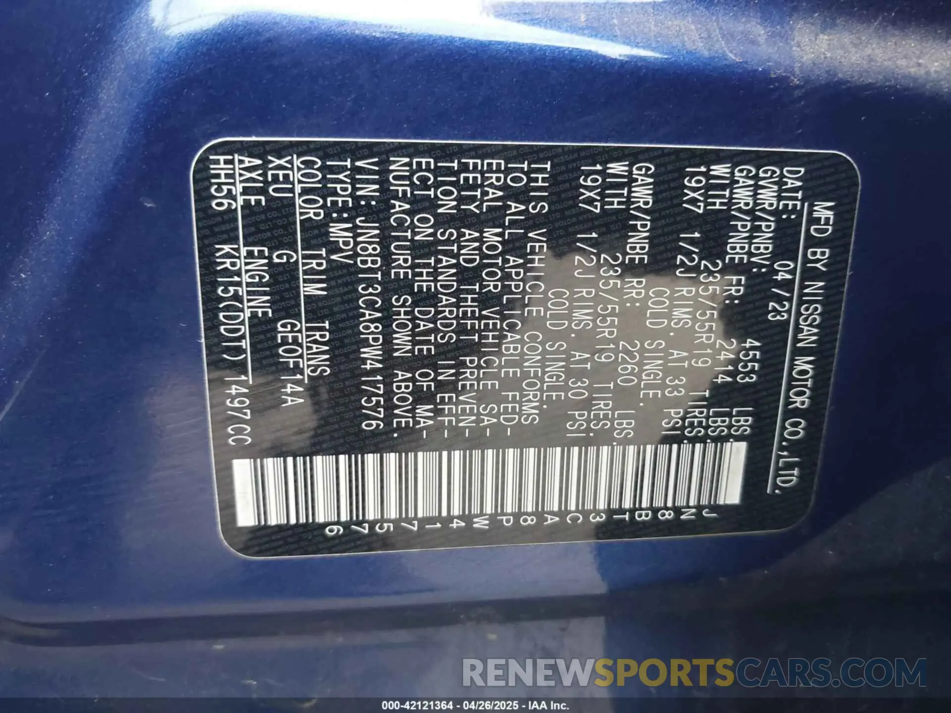 9 Photograph of a damaged car JN8BT3CA8PW417576 NISSAN ROGUE 2023