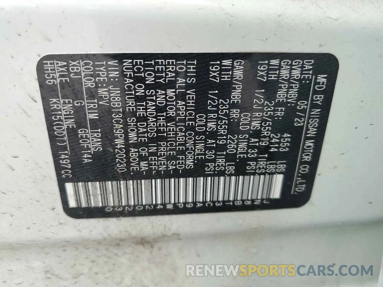 12 Photograph of a damaged car JN8BT3CA9PW420230 NISSAN ROGUE 2023