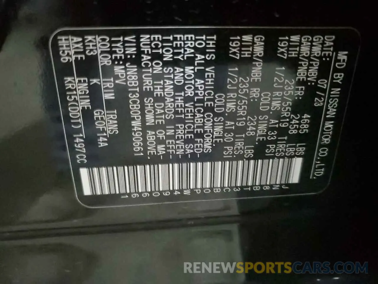 12 Photograph of a damaged car JN8BT3CB0PW490661 NISSAN ROGUE 2023