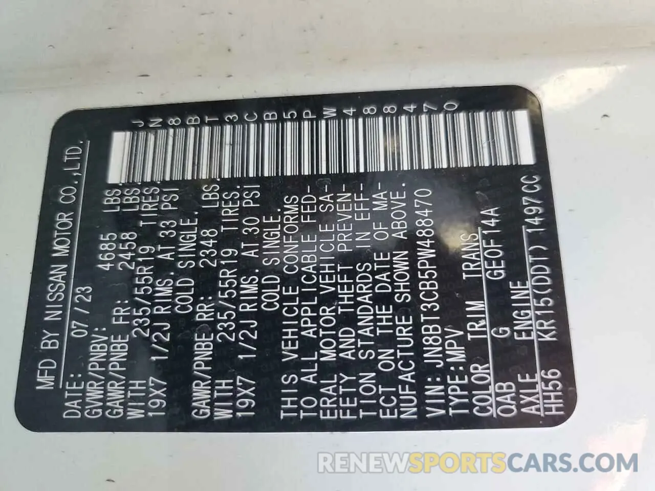 14 Photograph of a damaged car JN8BT3CB5PW488470 NISSAN ROGUE 2023