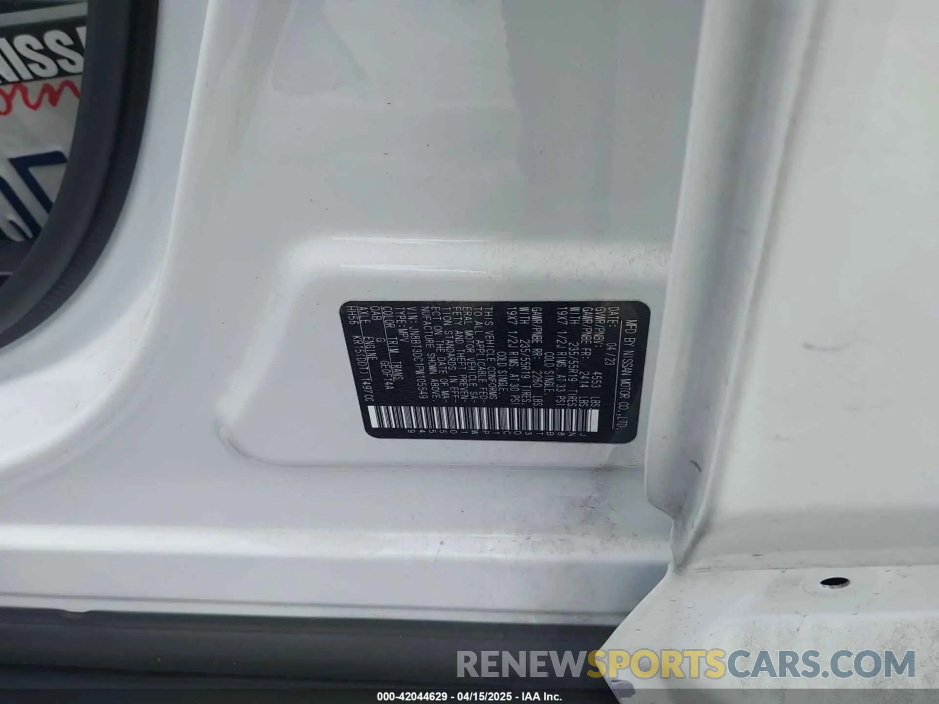 9 Photograph of a damaged car JN8BT3DC1PW105549 NISSAN ROGUE 2023