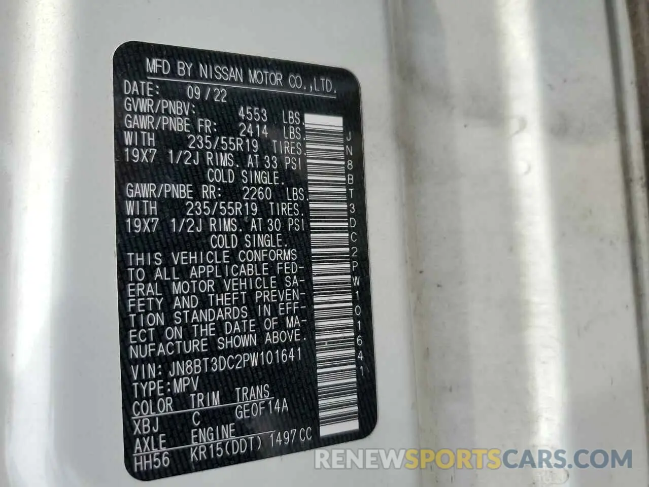 13 Photograph of a damaged car JN8BT3DC2PW101641 NISSAN ROGUE 2023