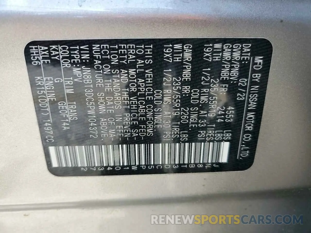 13 Photograph of a damaged car JN8BT3DC5PW104372 NISSAN ROGUE 2023