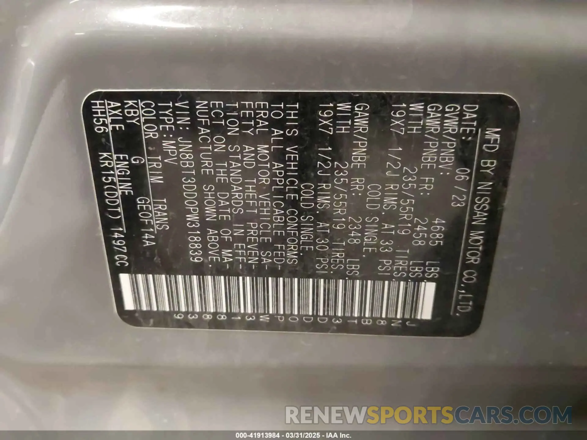 9 Photograph of a damaged car JN8BT3DD0PW318839 NISSAN ROGUE 2023