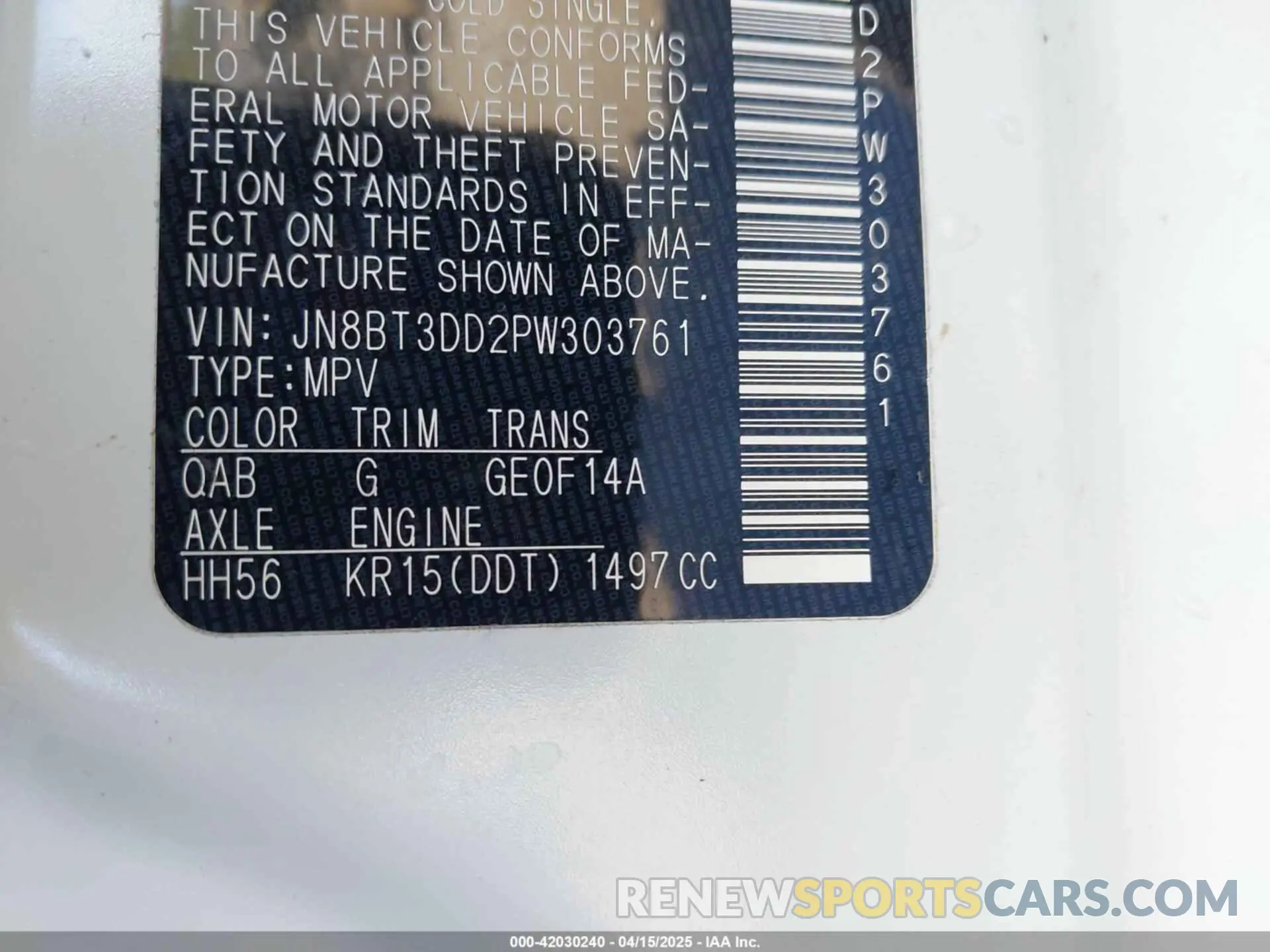 9 Photograph of a damaged car JN8BT3DD2PW303761 NISSAN ROGUE 2023