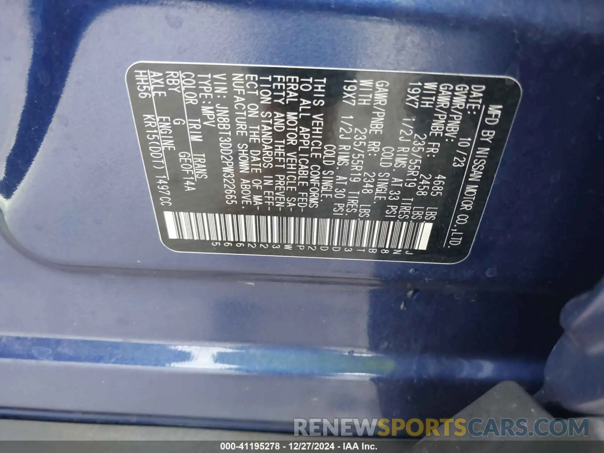 9 Photograph of a damaged car JN8BT3DD2PW322665 NISSAN ROGUE 2023