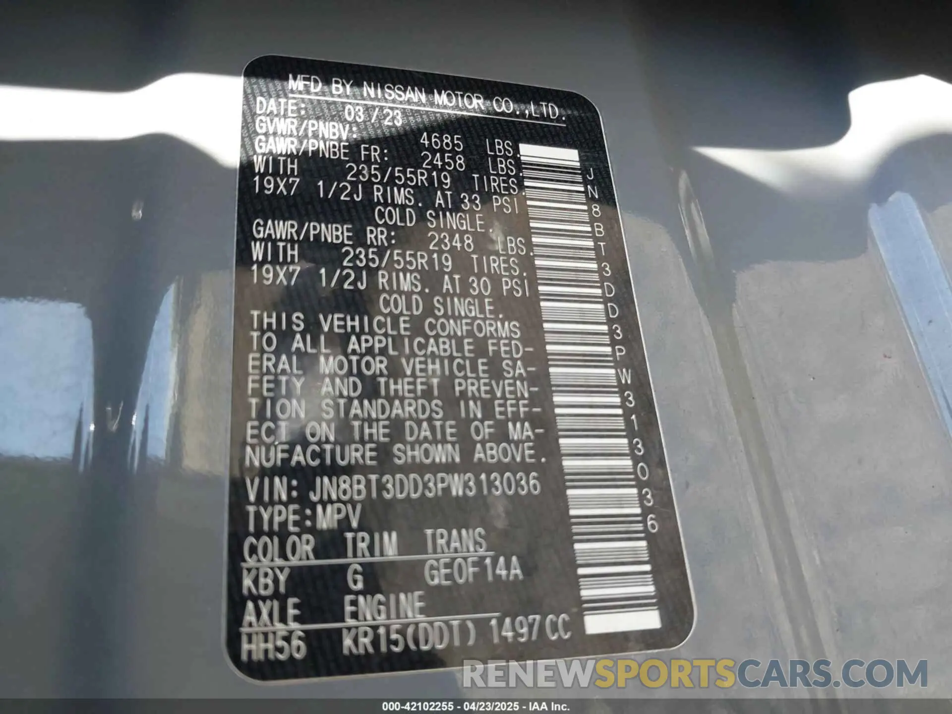 9 Photograph of a damaged car JN8BT3DD3PW313036 NISSAN ROGUE 2023