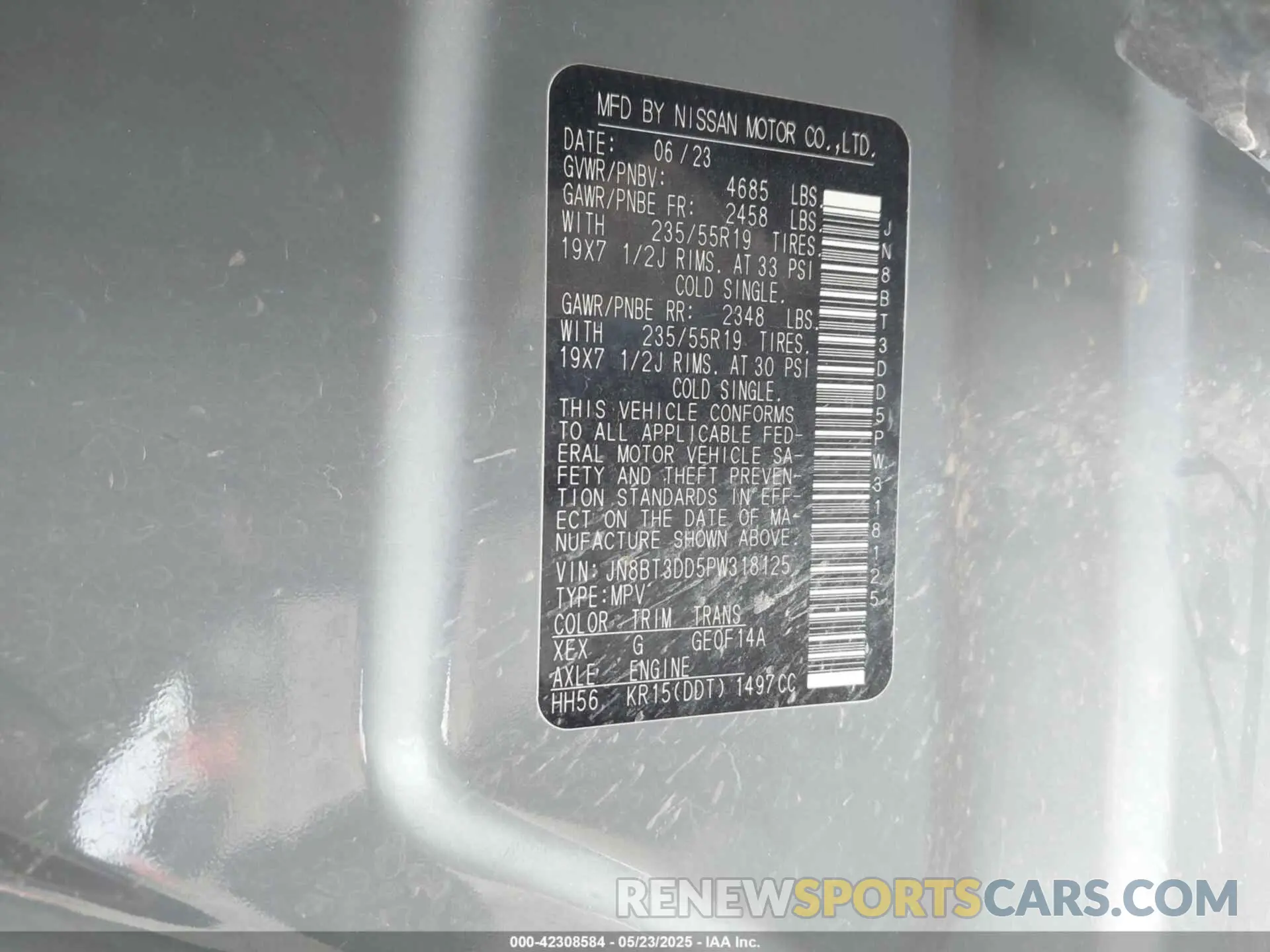 9 Photograph of a damaged car JN8BT3DD5PW318125 NISSAN ROGUE 2023