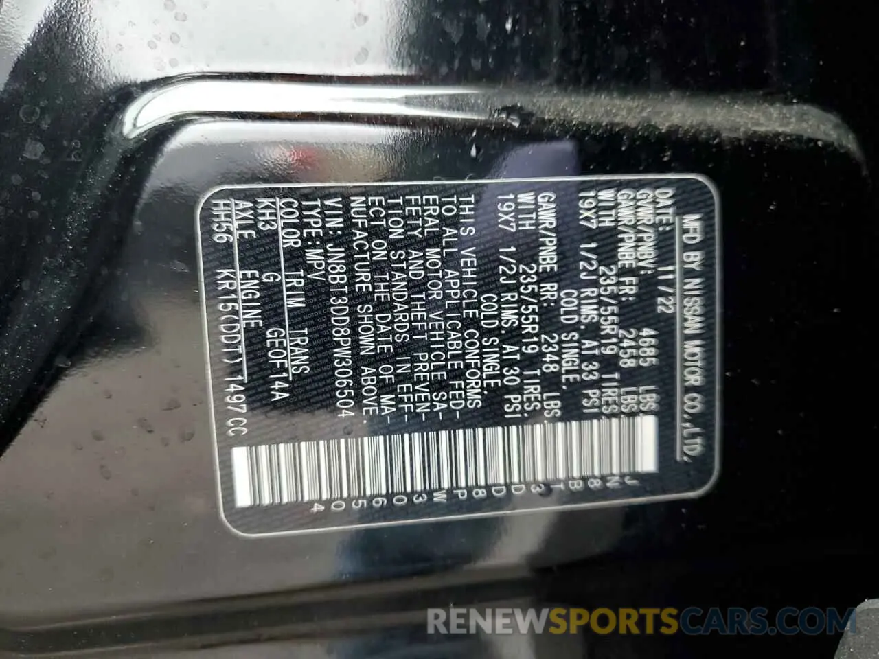 14 Photograph of a damaged car JN8BT3DD8PW306504 NISSAN ROGUE 2023