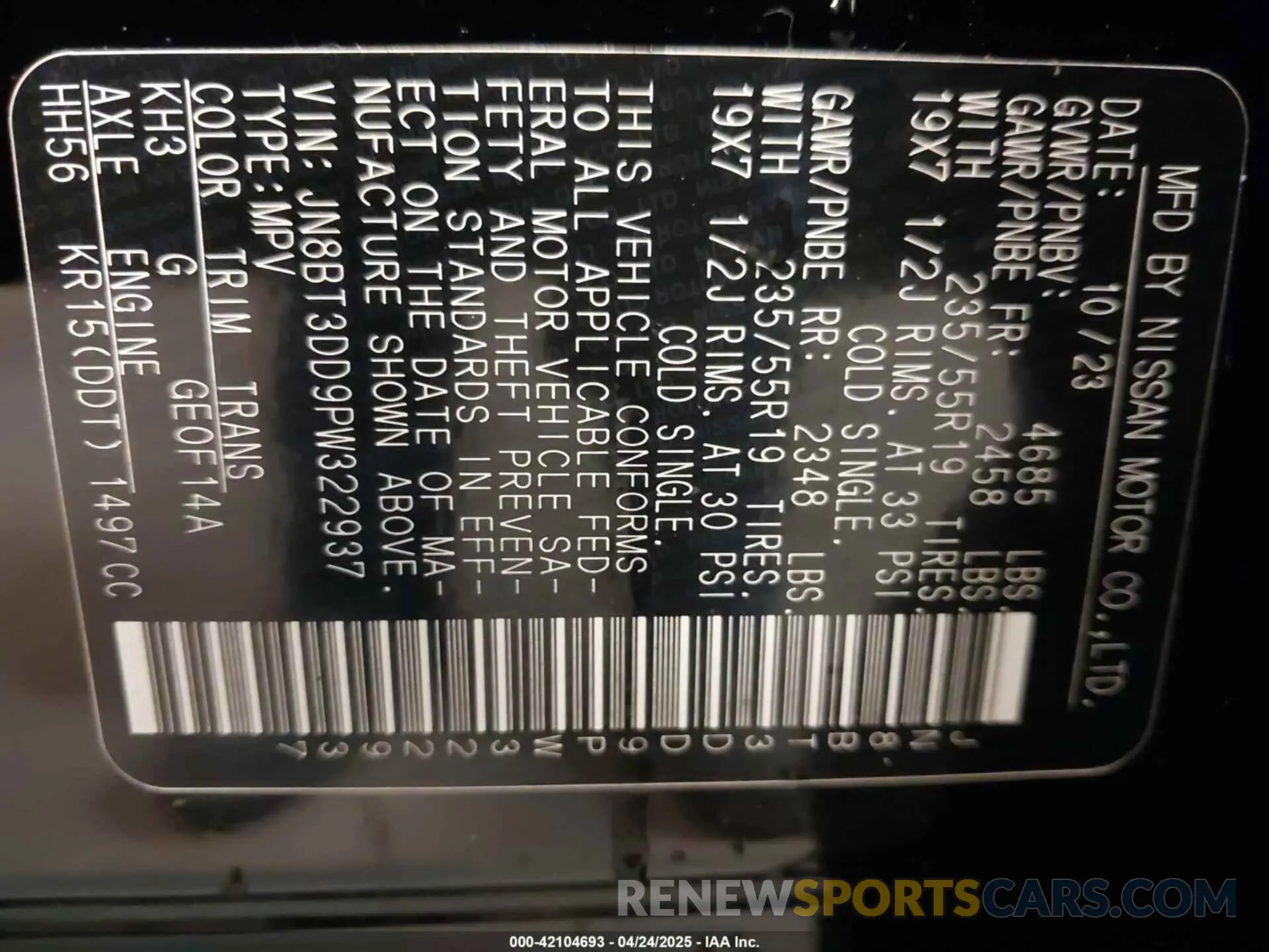 9 Photograph of a damaged car JN8BT3DD9PW322937 NISSAN ROGUE 2023