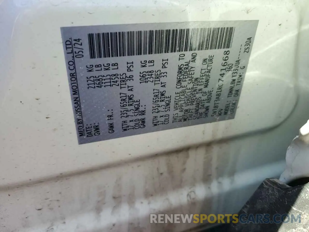 16 Photograph of a damaged car 5N1BT3AB1RC741668 NISSAN ROGUE 2024